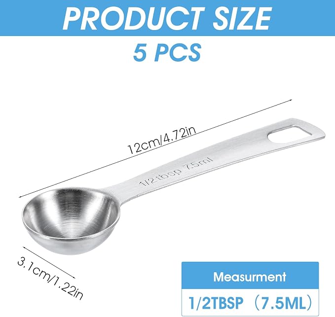 5 PCS Measuring Spoons Tablespoon Measuring Spoon 1/2 tbsp Stainless Steel - Image 2
