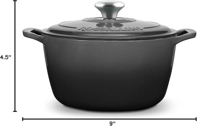 ROSSALLINI Signature Enameled Cast Iron Dutch Oven, Non-Stick Serving Pot - Image 11