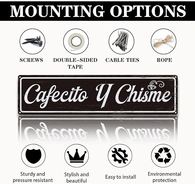 Coffee Metal Signs, Cafecito y Chisme Sign, Funny Coffee Home Decor, Farmhouse - Image 3