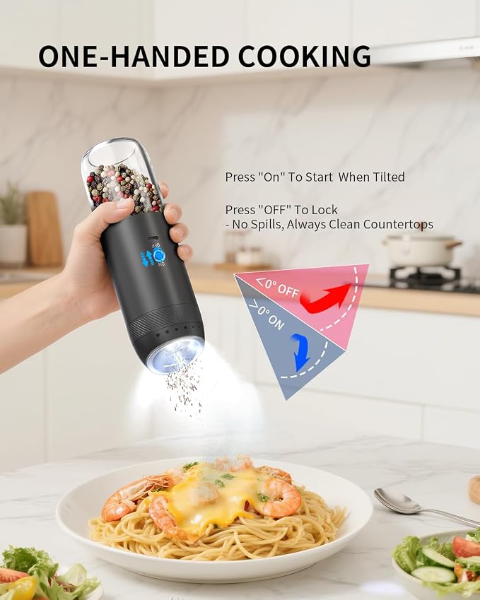 CIRCLE JOY Gravity Electric Salt and Pepper Grinder Set Rechargeable Automatic - Image 3