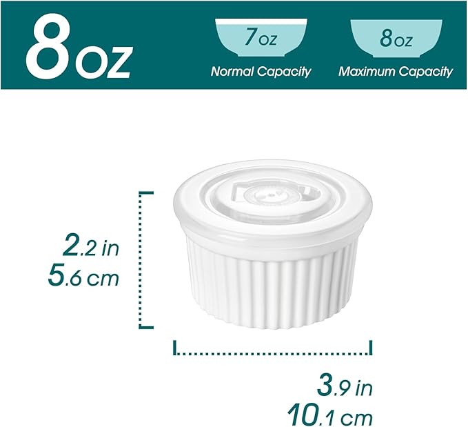 vancasso 8 oz Ramekins with Lid, Porcelain Creme Brulee Souffle Dishes - Image 2
