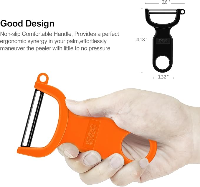 Original Vegetable Fruit Peeler Carbon Steel Blade 3 Pack Orange/Blue/Yellow… - Image 6