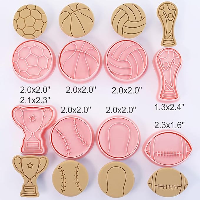 Ball Shape Cookie Cutters Set, 8-PCS 3D Football, Basketball, Volleyball - Image 5