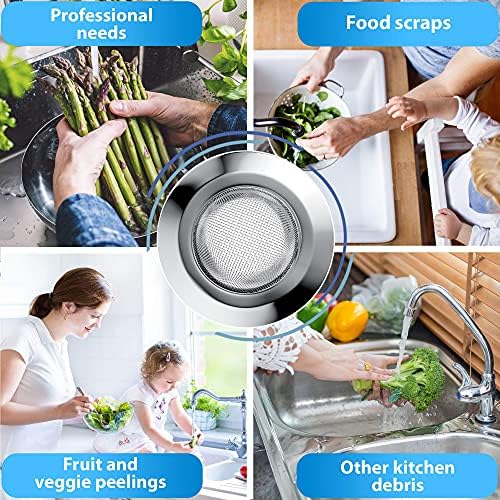 Kitchen Sink Strainer - Stainless Steel, Large Wide Rim 4.5", Anti