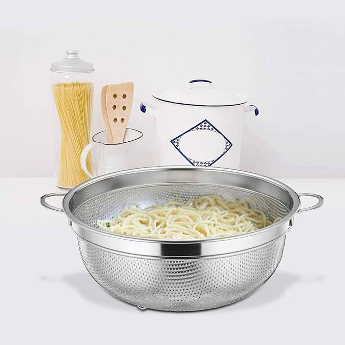 TeamFar Colander, 3qt Colander Strainer Stainless Steel, Solid Handle & - Image 7
