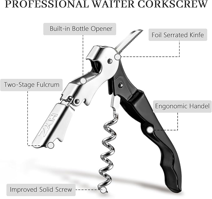 HYZ 2-Pack Wine Opener Waiter Corkscrew, Professional Wine Key - Image 3