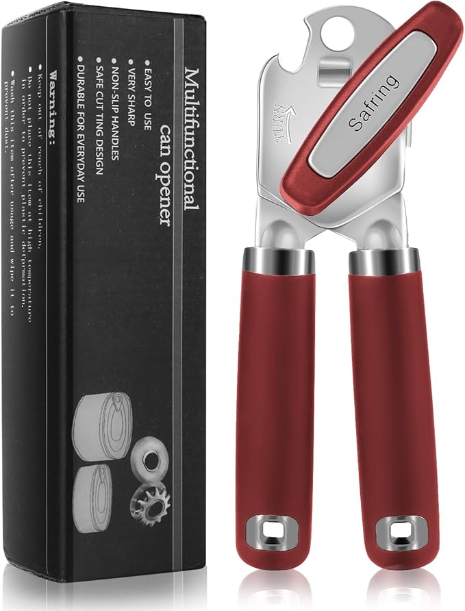 Safring Can Opener Manual, Heavy Duty Handheld Strong Can Opener by Safring