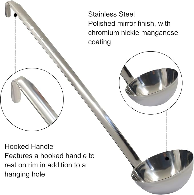 4 Oz Stainless Steel Ladle, 11.8" Long Handle Length - Image 3