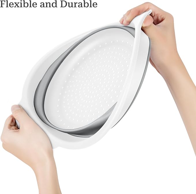 Collapsible Colander 3-Pack Set Space-Saving Foldable Kitchen Strainer - Image 5