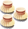 AMERWASH PLUS Classic Dish Brush Replacement Head 3 Packs, Natural Bristle by AMERWASHPLUS
