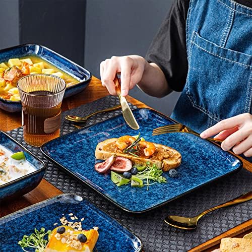 vancasso Stern Square Stoneware Dinnerware Set for 4,16 Piece Dining Set