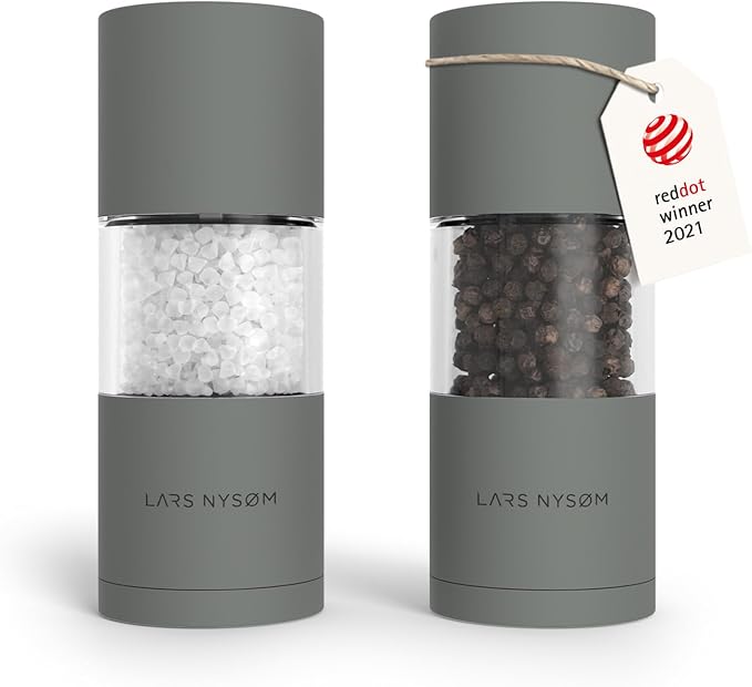 LARS NYSØM Salt and Pepper Grinder Set, Manual Salt and Pepper Mills by LN