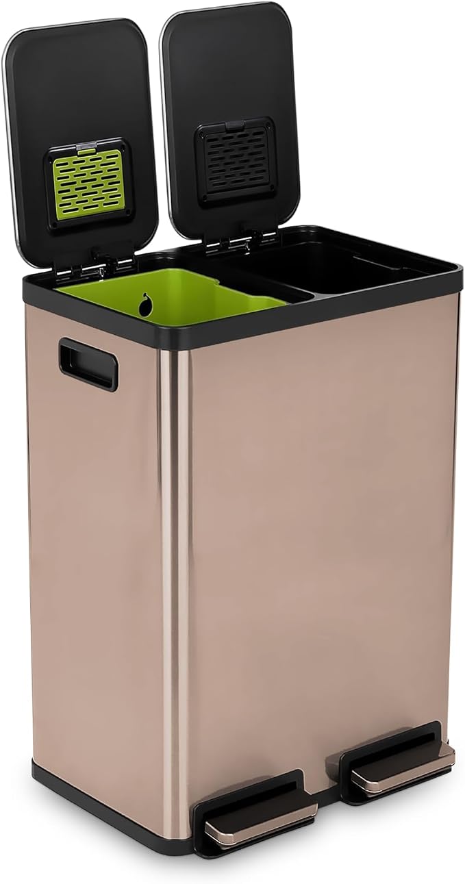SIMPLI-Magic 60L / 16 Gallon Dual Compartment Kitchen Trash Can by Simpli-Magic