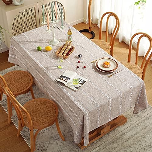 Chassic 60 x 84 inches Farmhouse Style Linen tablecloths, Wrinkle