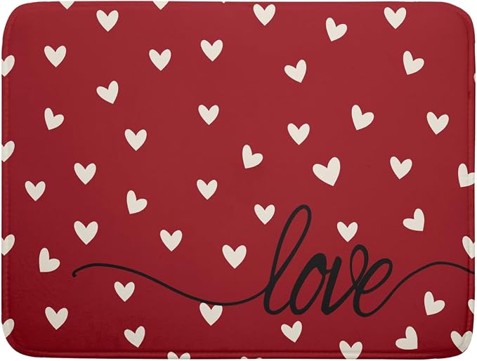 Giwawa Red Hearts Dish Drying Mat 18"x24", Valentines Day Symbol of Love Dish by Giwawa