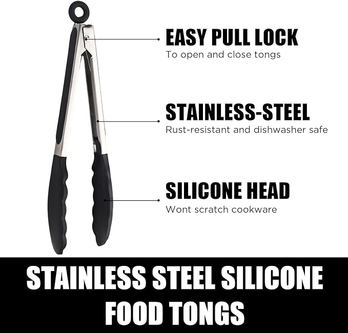 Kitchen Tongs with Silicone Tips, Kitchen Tongs, Cooking Tongs, Premium - Image 2