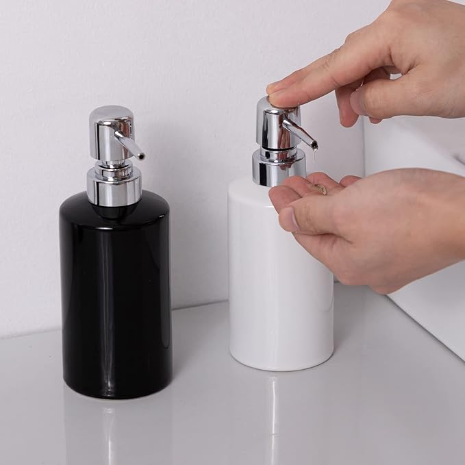FE Soap Dispenser, 300ml/10oz Ceramic Liquid Soap Pump Dispenser, Refillable - Image 8