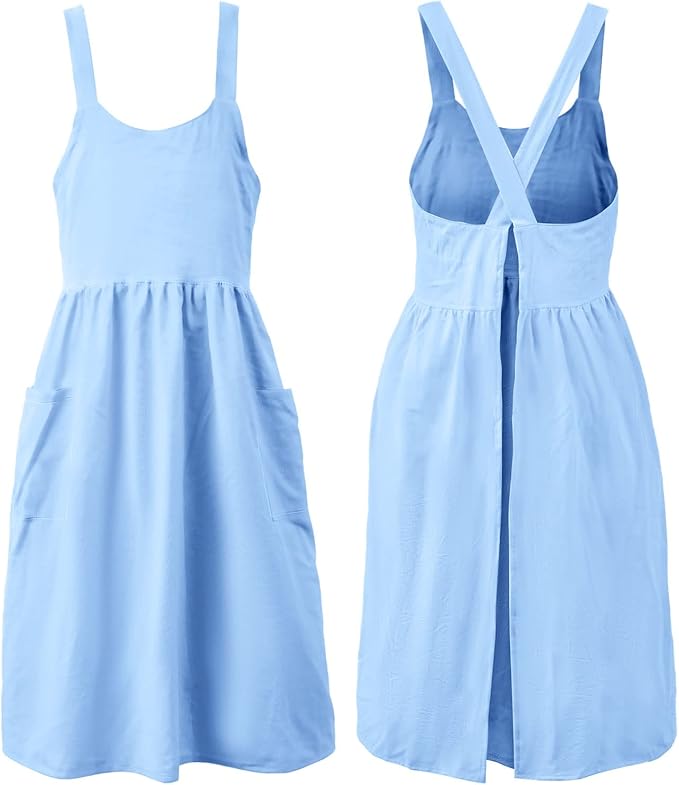 Uaussi Cotton Linen Apron Cross Back Work Apron by Uaussi