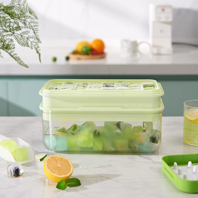 Ice Cube Tray with Lid and Bin, Ice Cube Pop Out Tray, Ice Cube Trays - Image 2