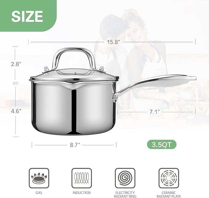 Tri-Ply Stainless Steel Sauce Pan - Image 3