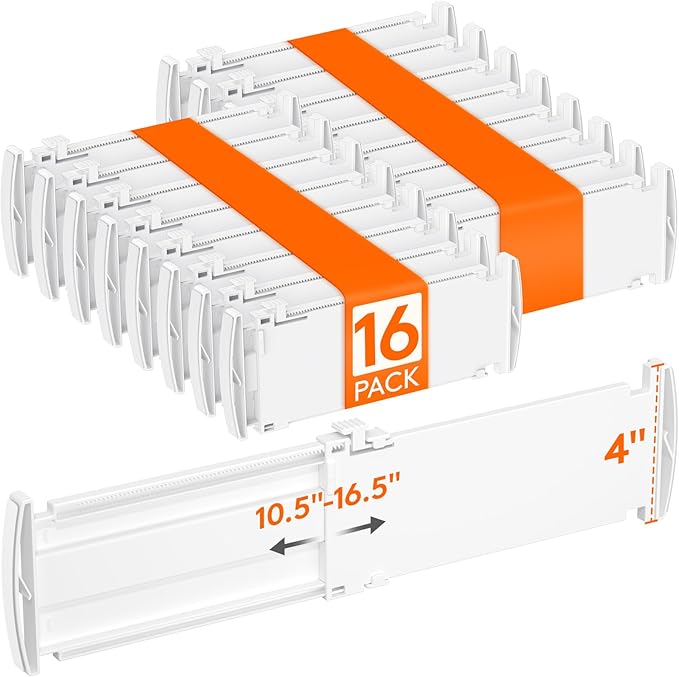 Lifewit 4" Tall 16 Pack Drawer Dividers, 27-42cm/10.5-16.5" Expandable Drawer by Lifewit