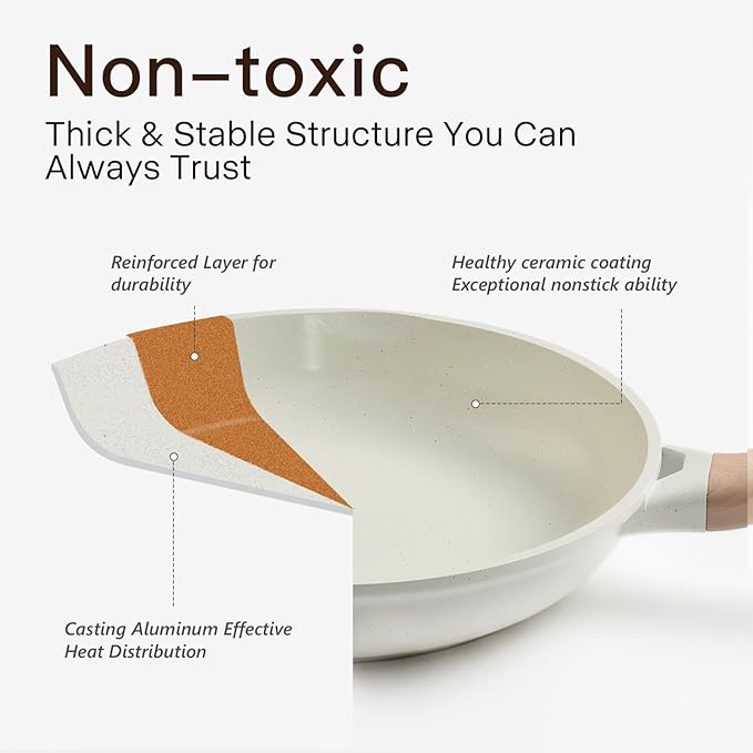 Pots and Pans Set Non Stick Non-Toxic 22 Pcs Ceramic Cookware Sets Nonstick - Image 2