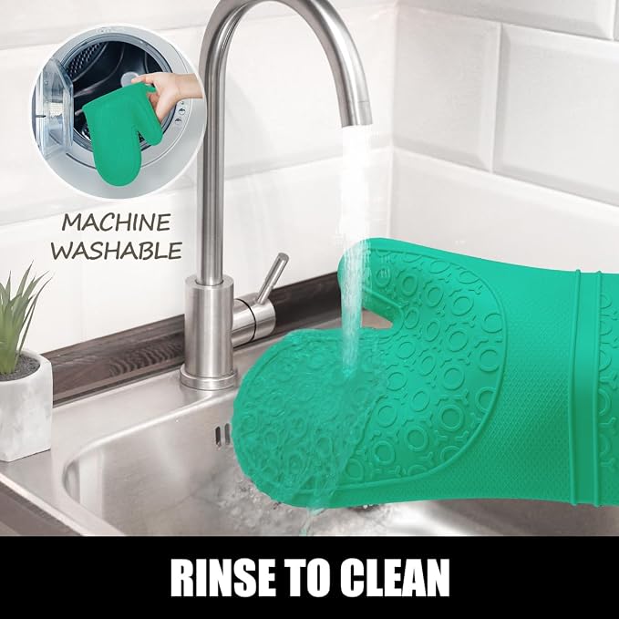 Rorecay 6pcs Oven Mitts and Pot Holders Sets Heat Resistant 500 Degrees - Image 6