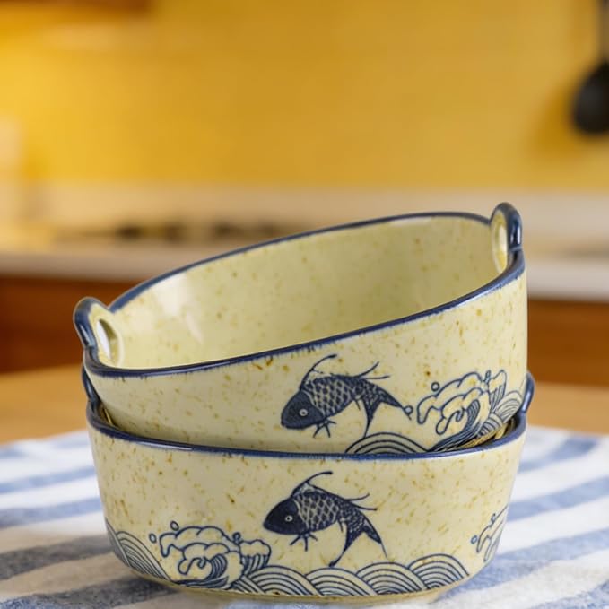 2 Pack Ceramic Baking Dish, 6.7-inch Vintage Fish Design Square Baking Dishs - Image 7