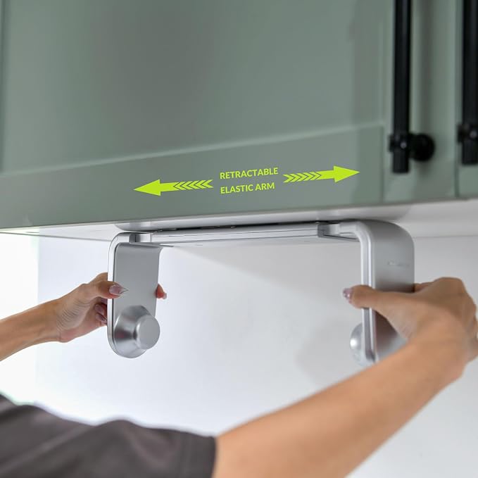 simpletome Paper Towel Holder Under Cabinet or Wall Mount ONE Hand Operation - Image 5