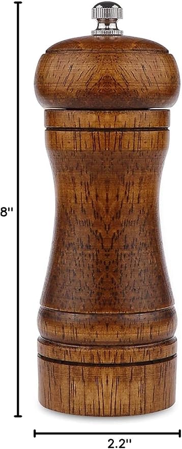 Pepper Grinder - 5 inch Pepper Mill Pepper Grinder Refillable Oak Salt and - Image 7