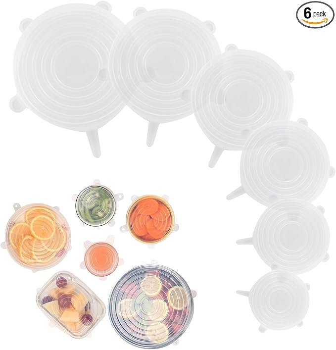 Silicone Stretch Lids – 6 Pack Reusable Food Covers, Flexible Silicone by Unknown
