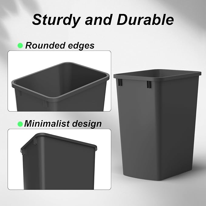 ROOMTEC 35QT Kitchen Trash Can, Sturdy and Lightweight Slim Trash Can, Trash - Image 4