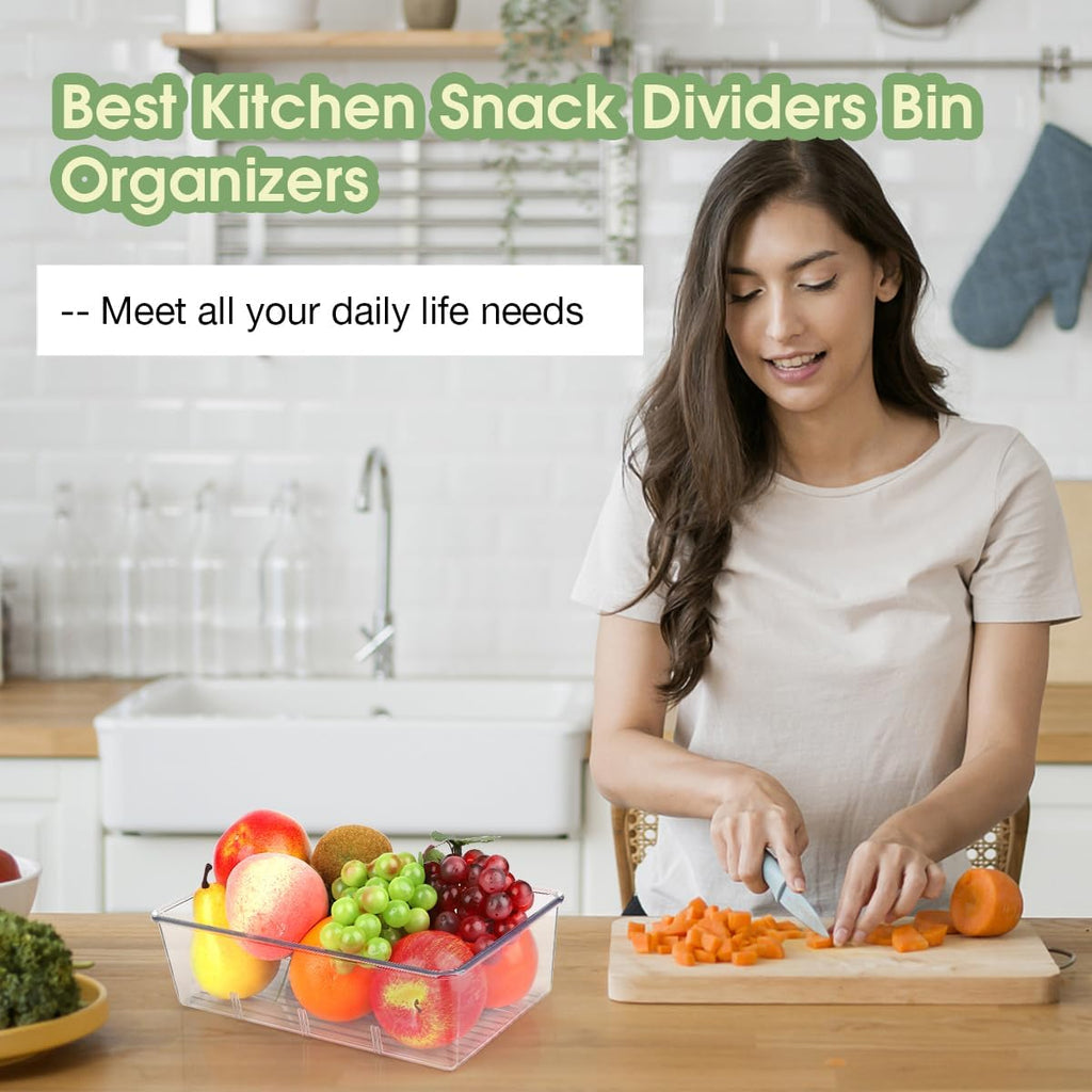 ZIZOTI Snack Organizer for Pantry Shelf, 4 Pack Clear Plastic Pantry