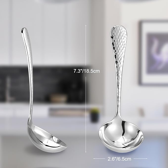 KEAWELL Premium 7.3" Hammered Gravy Ladle – 18/10 Stainless Steel – Exquisite - Image 2