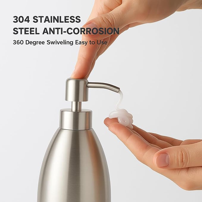 304 Stainless Steel Soap Dispenser 16oz Rust-Proof Liquid Soap Pump Bottle - Image 5