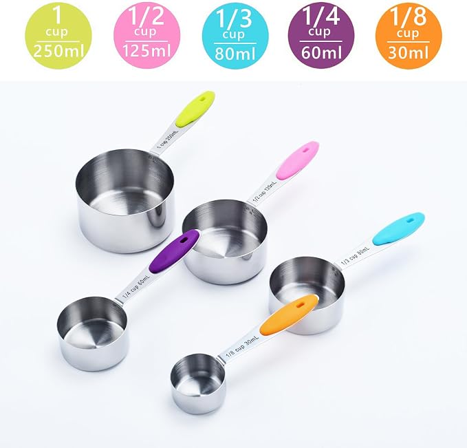 Measuring Cups and Spoons Set of 10 Piece, 18/8 Stainless Steel Nesting - Image 3
