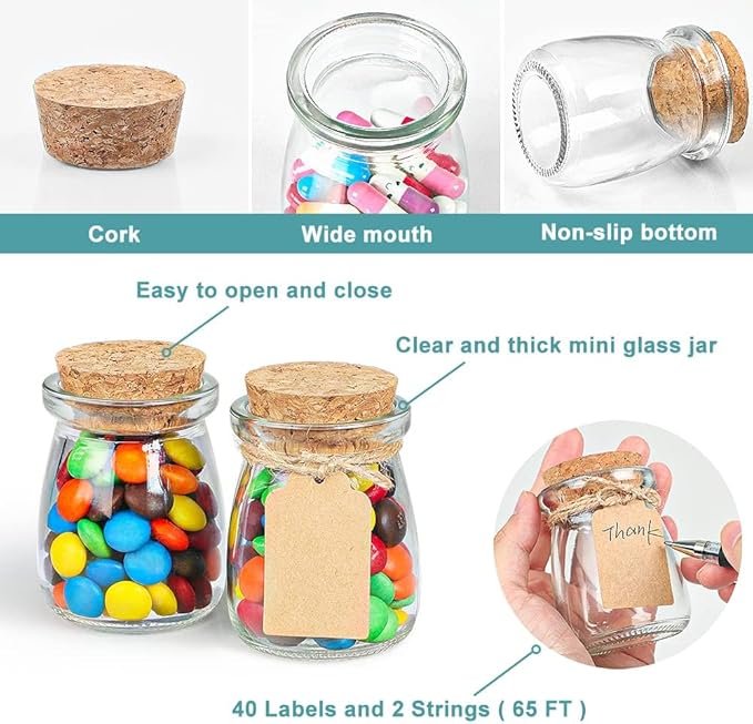 Ritayedet 40 Pack Glass Favor Jars - Image 5