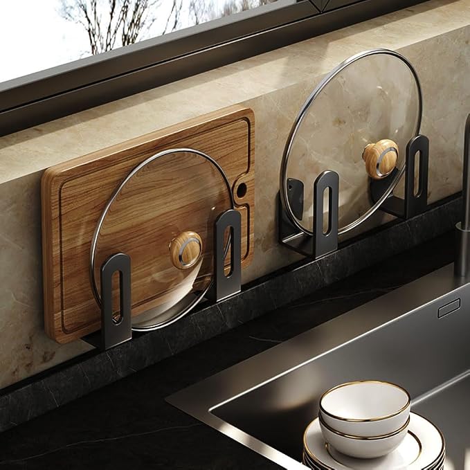Pot Lid Rack, Wall Mounted 304 Stainless Steel Pan Lid Organizer Holder - Image 7