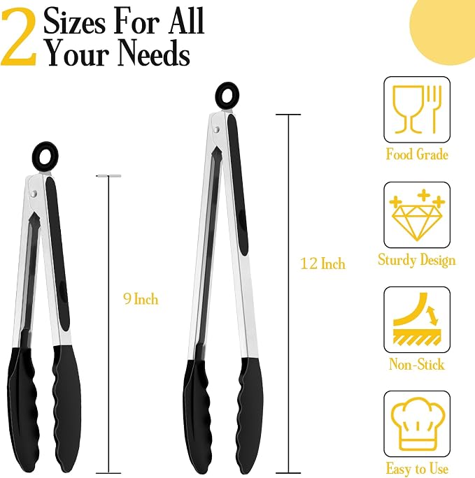 TeamFar Kitchen Tongs, Heat Resistant Silicone Tongs, Locking Design & - Image 2