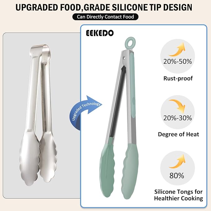 Tongs for Cooking, 600ºF High Heat-Resistant Stainless Steel Kitchen Tongs - Image 9