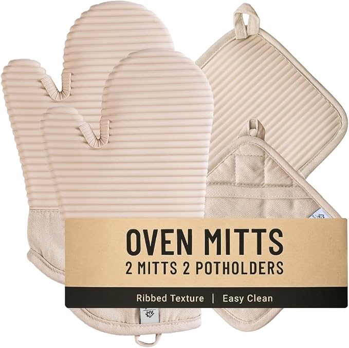 Extra Long Silicone Oven Mitts and Pot Holders Sets | Heat Resistant 500°F - Image 9