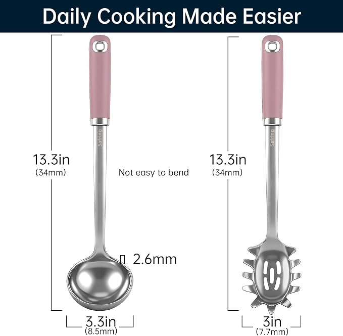 Safring Stainless Steel Soup Ladle and Spaghetti Spoon Set, Heat Resistant - Image 2
