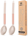 Pack of 2 Large Silicone Cooking Spoons, Non Stick Solid Basting Spoon by BUNDLEPRO