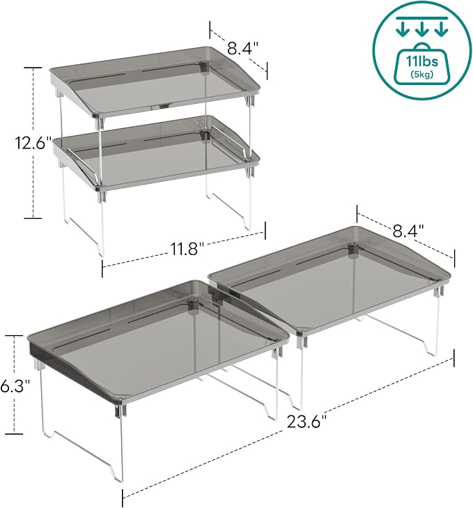 STARLATTA 2 Pcs Cabinet Organizer Shelf，Stackable Kitchen Counter Shelves - Image 3
