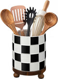 Kitchen Utensil Countertop Holder Checkered Utensil Crock by Unknown