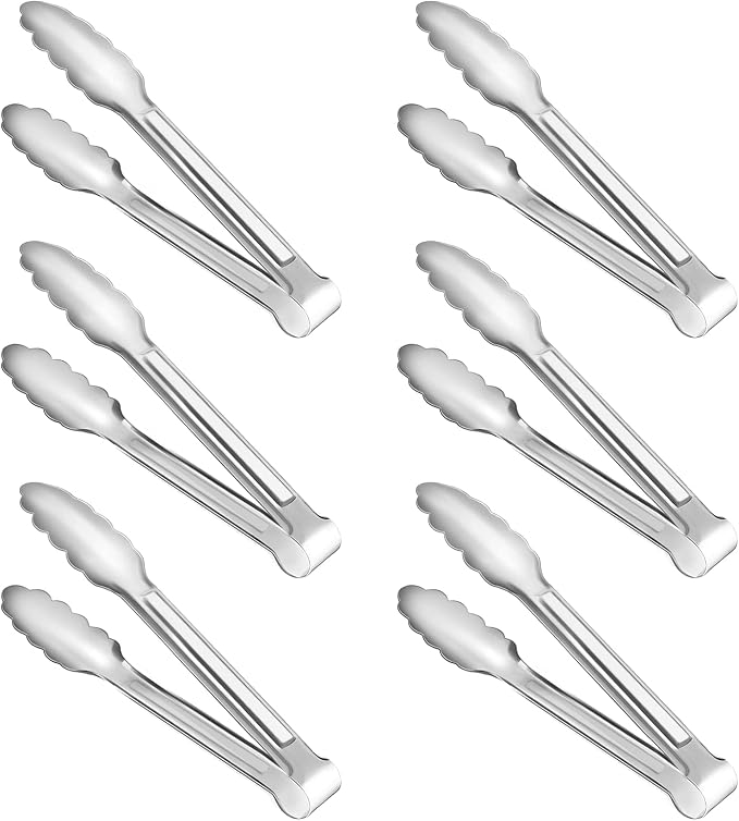 6 Pack Serving Tongs Kitchen Tongs, Buffet Tongs, Stainless Steel Food Tong by Must-havesForYourKitchen