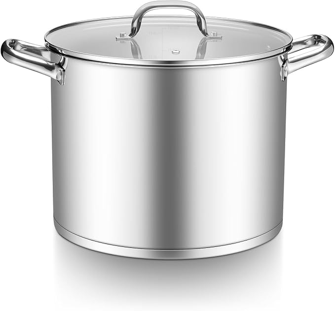 TeamFar Stainless Steel Stock Pot, 14QT Tri-ply Bottom Stockpot Large Cooking by TeamFar