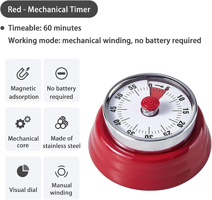 Elegant Stainless Steel Vintage Kitchen Timer - Image 2