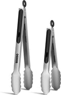 Stainless Steel Tongs for Cooking, Heat Resistant 600 Degrees Metal Kitchen by EEKEDO