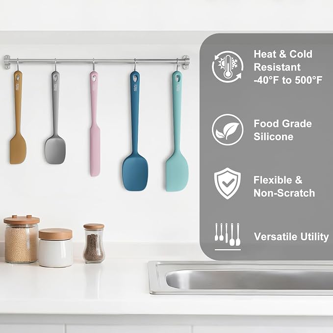 Redfly Silicone Spatula Set, 5 Piece Food Grade Silicone Cooking Utensils Set - Image 6
